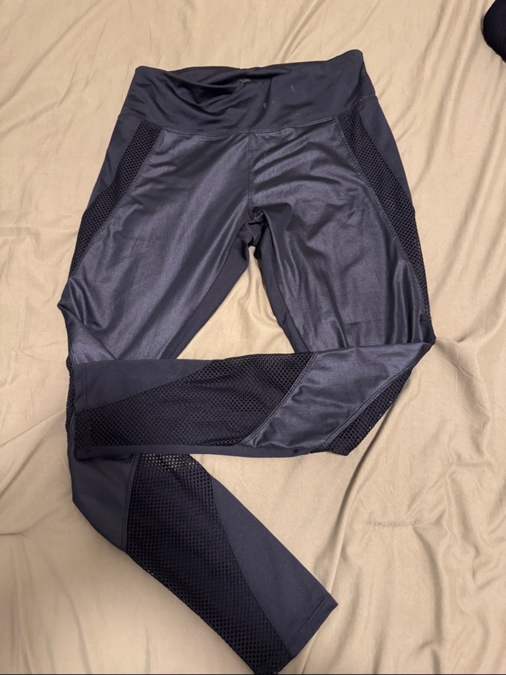 Black Women's High-Waist Mesh Panel Leggings